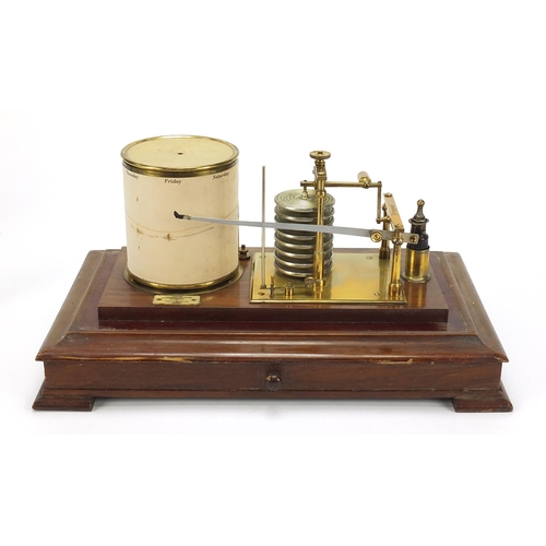 338 - Short & Mason, mahogany brass Stormograph barograph housed in a glazed mahogany case, made for C Wer... 