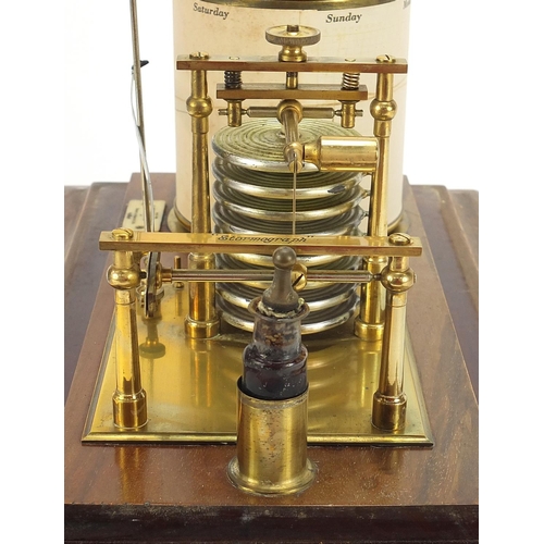 338 - Short & Mason, mahogany brass Stormograph barograph housed in a glazed mahogany case, made for C Wer... 