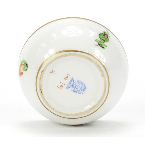 1810 - Herend, Hungarian porcelain box and cover hand painted with flowers, 7.5cm in diameter