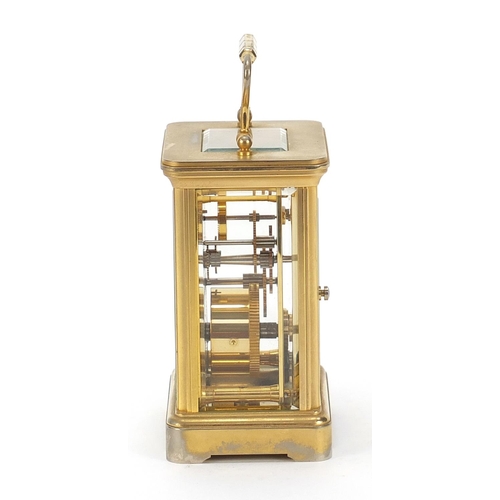 80 - Garrard & Co, brass cased carriage clock with Roman numerals, 11.5cm high