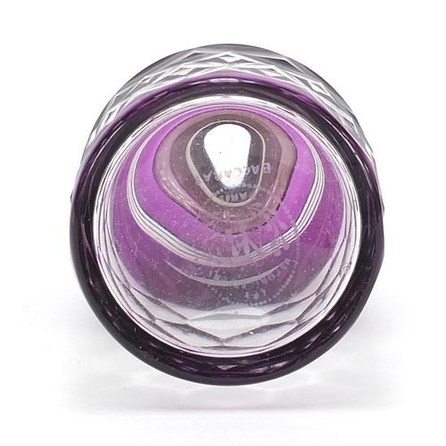 1809 - Baccarat, French purple flashed glass scent bottle, 11.5cm high