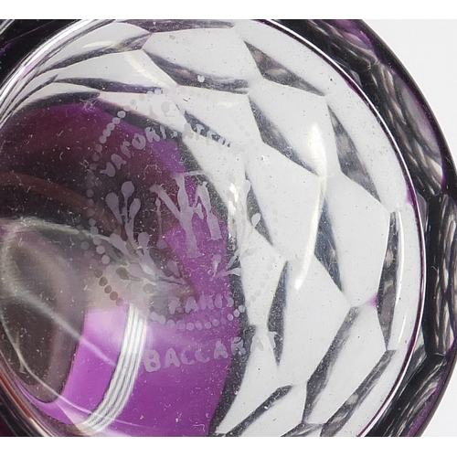 1809 - Baccarat, French purple flashed glass scent bottle, 11.5cm high