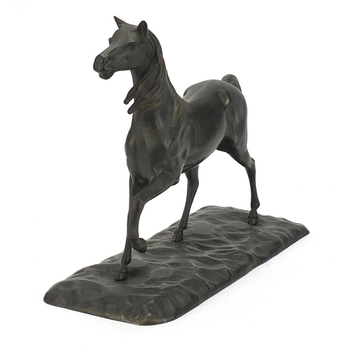 1899 - Patinated bronzed study of a horse, 34cm wide