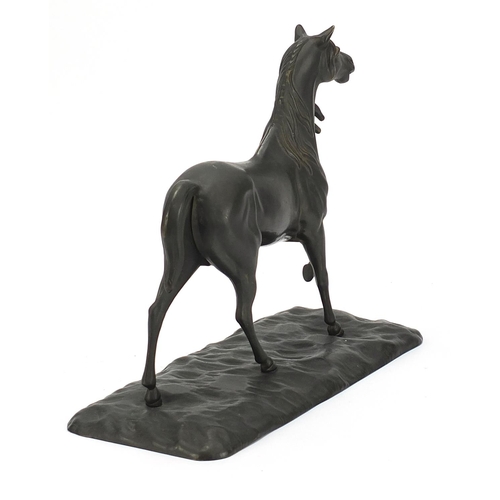 1899 - Patinated bronzed study of a horse, 34cm wide