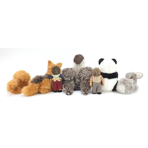 916 - Vintage and later Steiff bears and animals including Micki the Hedgehog and Panda, the largest 40cm ... 