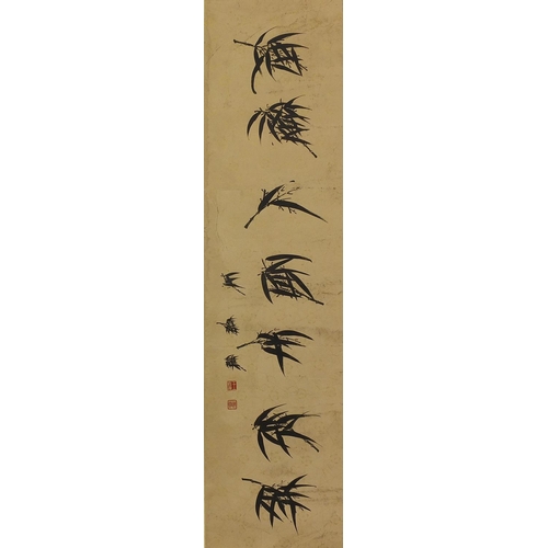 386 - Attributed to Wang Jiamo - Bamboo grove, pair of Chinese ink on paper wall hanging scrolls, each 131... 