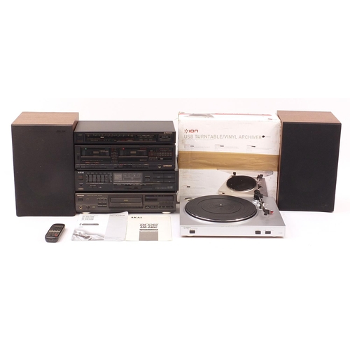 1982 - Audio and visual electronics comprising Akai stereo integrated amplifier AM-A102, Technics compact d... 