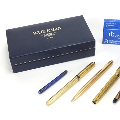 110 - Vintage fountain pens and pen & pencil including gold plated Shaeffer, gold plated Calibri and Parke... 