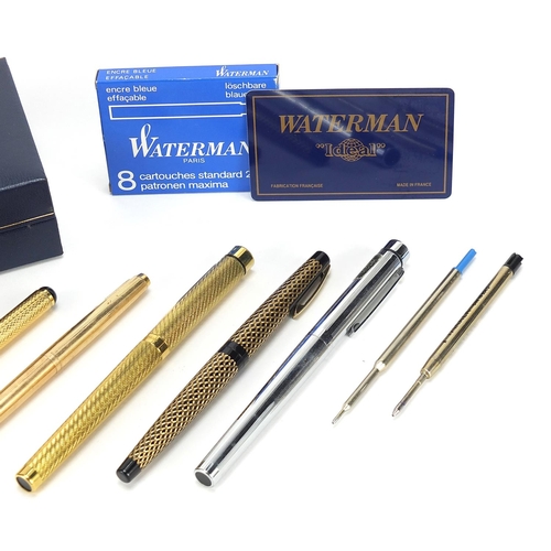 110 - Vintage fountain pens and pen & pencil including gold plated Shaeffer, gold plated Calibri and Parke... 