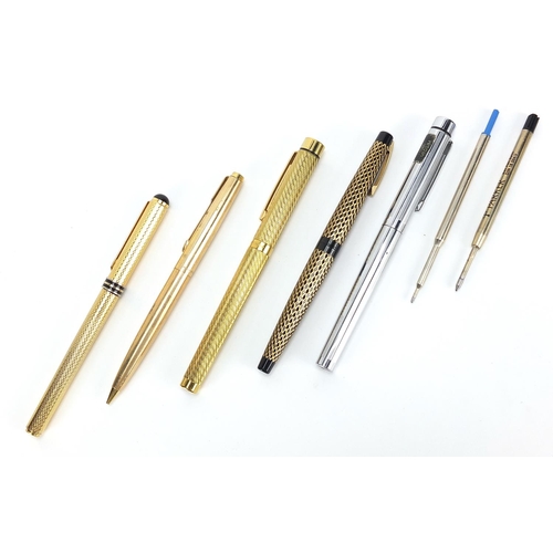 110 - Vintage fountain pens and pen & pencil including gold plated Shaeffer, gold plated Calibri and Parke... 