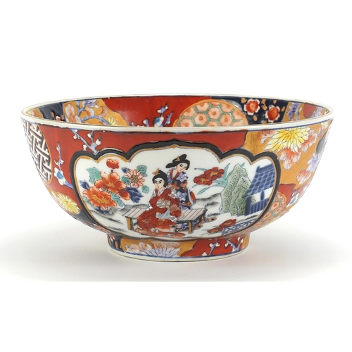 1865 - Chinese porcelain bowl hand painted with figures and flowers, 26cm in diameter