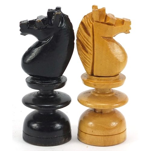 930 - Box with ebonised Chessman chess set with case, the largest pieces each 10cm high