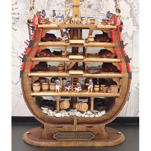 1764 - Cross section model of the Spanish Santisima Trinidad ship that was captured at The Battle Of Trafal... 