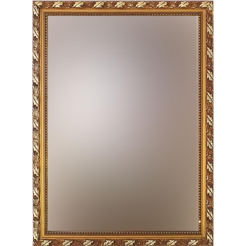 1999 - Ornate gilt framed wall mirror with bevelled glass, 60cm x 44cm