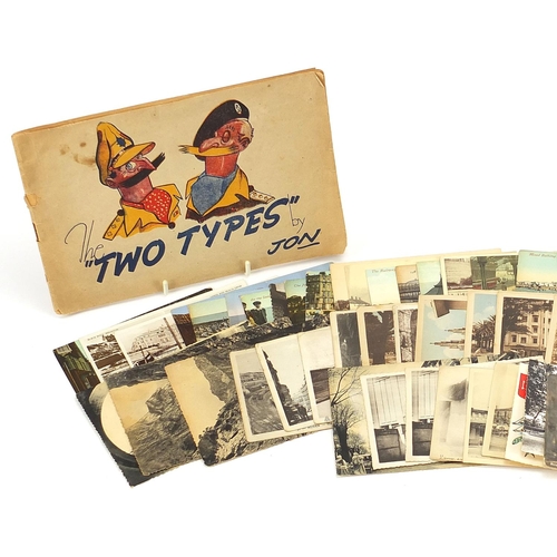 2015 - Antique and later ephemera including black and white photographic postcards and The Two Types by Jon