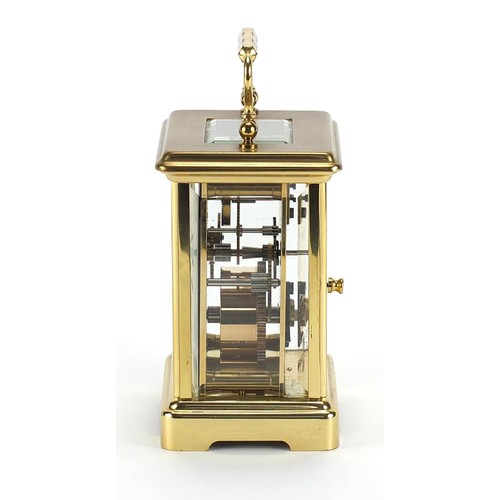 81 - London Clock Co, brass cased carriage clock with Roman numerals, 11cm high