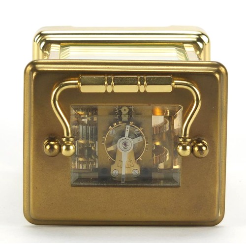 81 - London Clock Co, brass cased carriage clock with Roman numerals, 11cm high