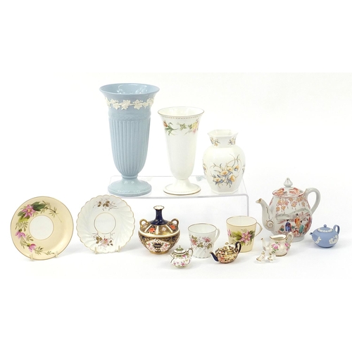 2569 - Collectable china including Royal Crown Derby Old Imari pattern miniature teapot and twin handled va... 