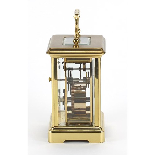 81 - London Clock Co, brass cased carriage clock with Roman numerals, 11cm high