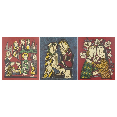 2131 - Sadao Watanabe - The Visitation, The Nativity and Christ Washing Peter's Feet, three Japanese style ... 