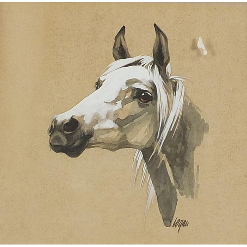 2013 - Terry Logan - Horsehead, watercolour heightened in white, details verso, mounted, framed and glazed,... 