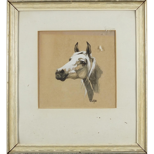 2013 - Terry Logan - Horsehead, watercolour heightened in white, details verso, mounted, framed and glazed,... 