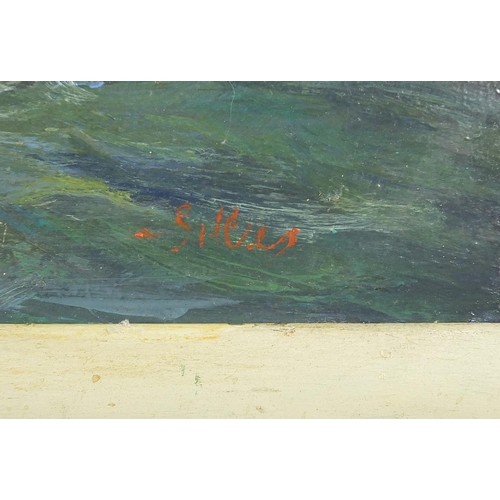 1967 - After William George Gillies - Coastal scene with choppy sea, oil on board, mounted and framed, 49cm... 