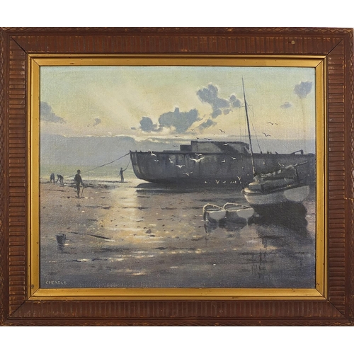 623 - David Cheadle - Flotsam of War, signed oil, mounted and framed, 50cm x 40cm excluding the mount and ... 