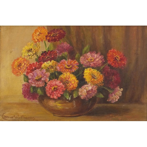 1769 - Still life with flowers in a vase, early 20th century oil on board, indistinctly signed, possibly Ch... 