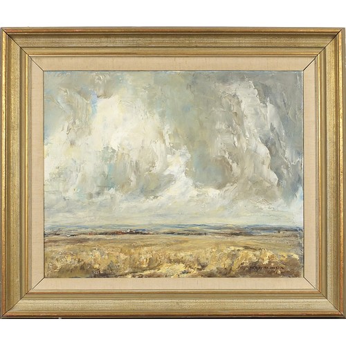 221 - Mervin Griffith-Jones '74 - Summer clouds, Impressionist landscape, oil on canvas, mounted and frame... 