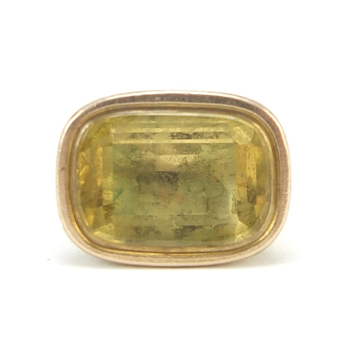 496 - Victorian gold coloured metal citrine fob, 2.8cm high, 10.6g