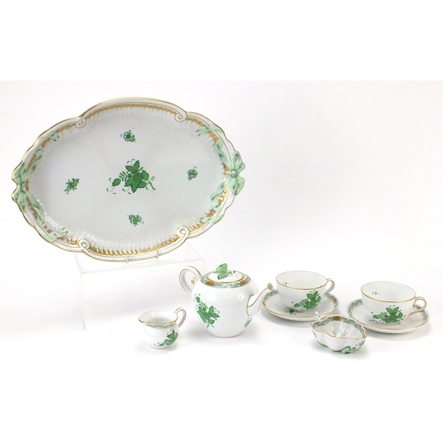 707 - Herend, Hungarian porcelain Chinese Bouquet cabaret service on tray including teapot and two cups wi... 