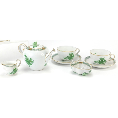 707 - Herend, Hungarian porcelain Chinese Bouquet cabaret service on tray including teapot and two cups wi... 