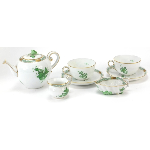 707 - Herend, Hungarian porcelain Chinese Bouquet cabaret service on tray including teapot and two cups wi... 