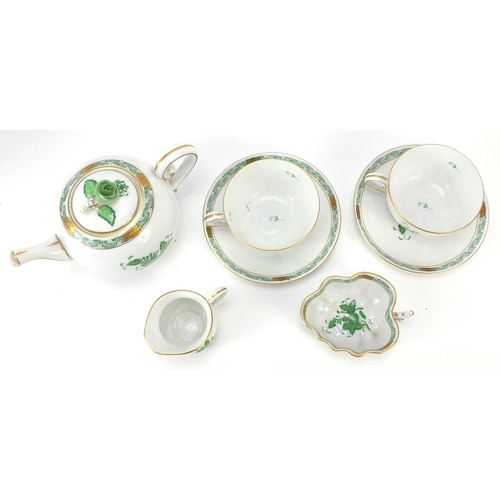 707 - Herend, Hungarian porcelain Chinese Bouquet cabaret service on tray including teapot and two cups wi... 