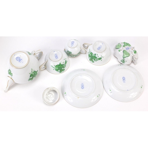 707 - Herend, Hungarian porcelain Chinese Bouquet cabaret service on tray including teapot and two cups wi... 