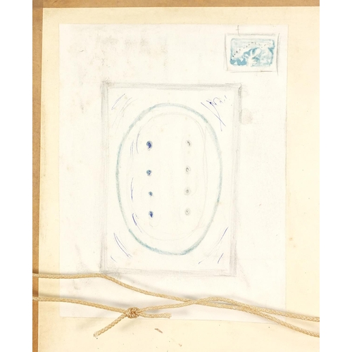 1740 - Manner of Lucio Fontana - Abstract composition acrylic and stones on wooden panel, details verso, fr... 