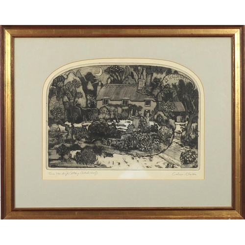 368 - Graham Clarke - Thos. Hardy's cottage, pencil signed artist's proof etching, mounted, framed and gla... 