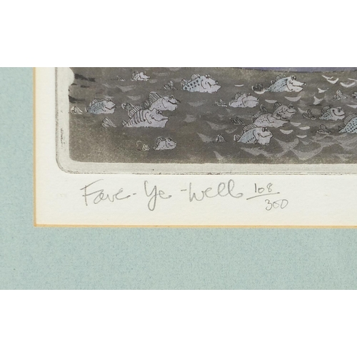 152 - Graham Clarke - Faer ye well, pencil signed etching in colour, limited edition 108/300 with certific... 