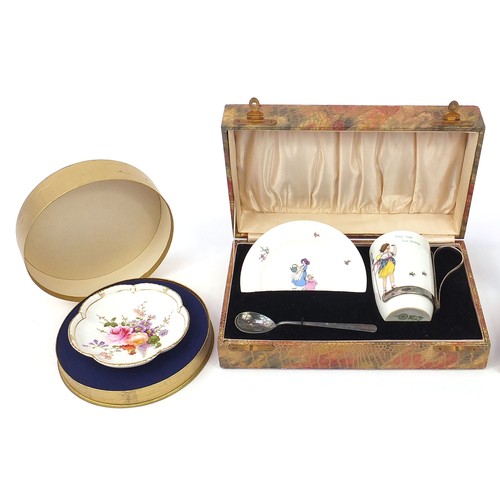 2060 - Collectable china including a Royal Doulton christening set with silver plated mounts by Hukin & Hea... 