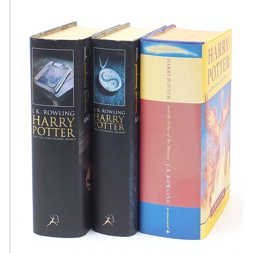 1948 - Three Harry Potter hardback books by J K Rowling with dust jackets comprising Order of the Phoenix f... 