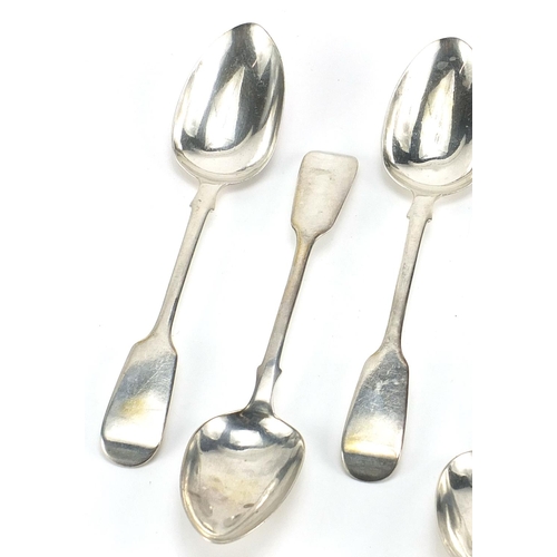 312 - Charles Boyton, set of five Victorian silver spoons, London 1847, 17cm in length, 153.8g