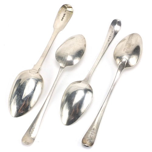 272 - Four William IV and later silver tablespoons including Charles Boyton 1836, the largest 22.5cm in le... 