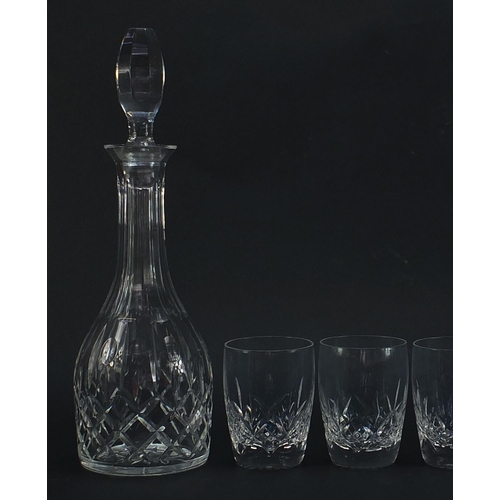 2092 - Set of six cut glass drinking glasses and a decanter, the largest 36.5cm high