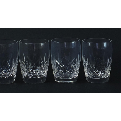 2092 - Set of six cut glass drinking glasses and a decanter, the largest 36.5cm high