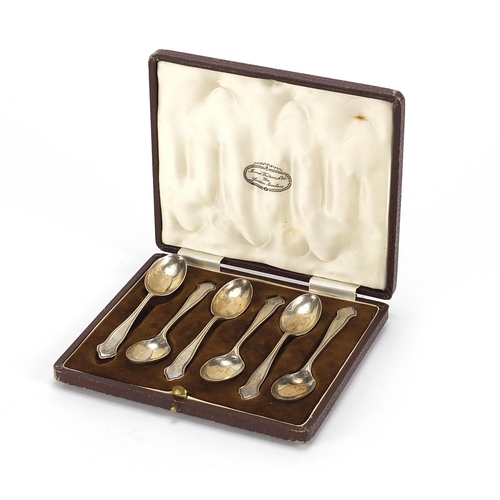 1122 - Cooper Brothers & Sons Ltd, set of six George VI silver teaspoons, housed in a James Walker Ltd velv... 