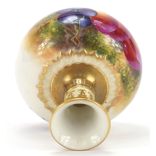 409 - E Townsend for Royal Worcester, vase hand painted with peaches and berries, 10.5cm high