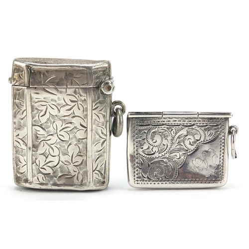 726 - Edwardian silver vesta and silver stamp case in the form of an envelope, the vesta hallmarked Cheste... 