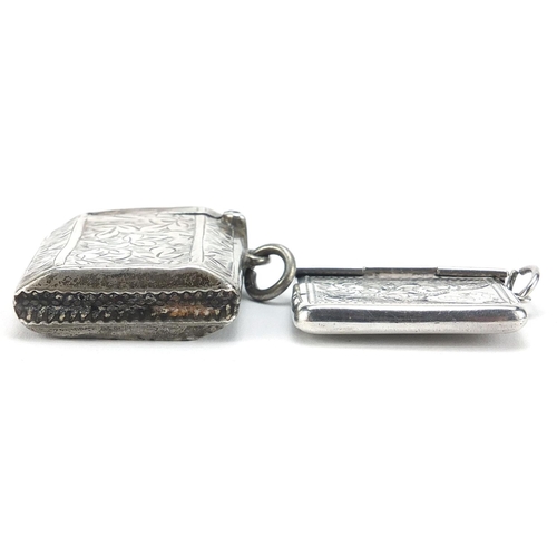 726 - Edwardian silver vesta and silver stamp case in the form of an envelope, the vesta hallmarked Cheste... 