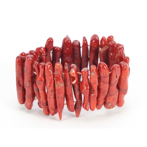 2030 - Naturalistic coral bracelet, approximately 3.5cm high, 56.5g